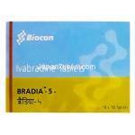 Bradia-5　ブラディア、ジェネリックコララン、イバブラジン5mg　箱